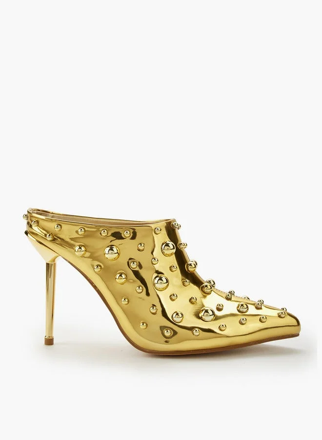 Celeste Women Studded Stiletto Heel Mules